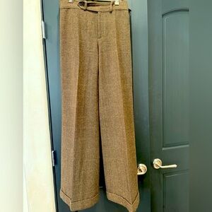 Ralph Lauren Wide-Legged Check Pleated Wool Pants